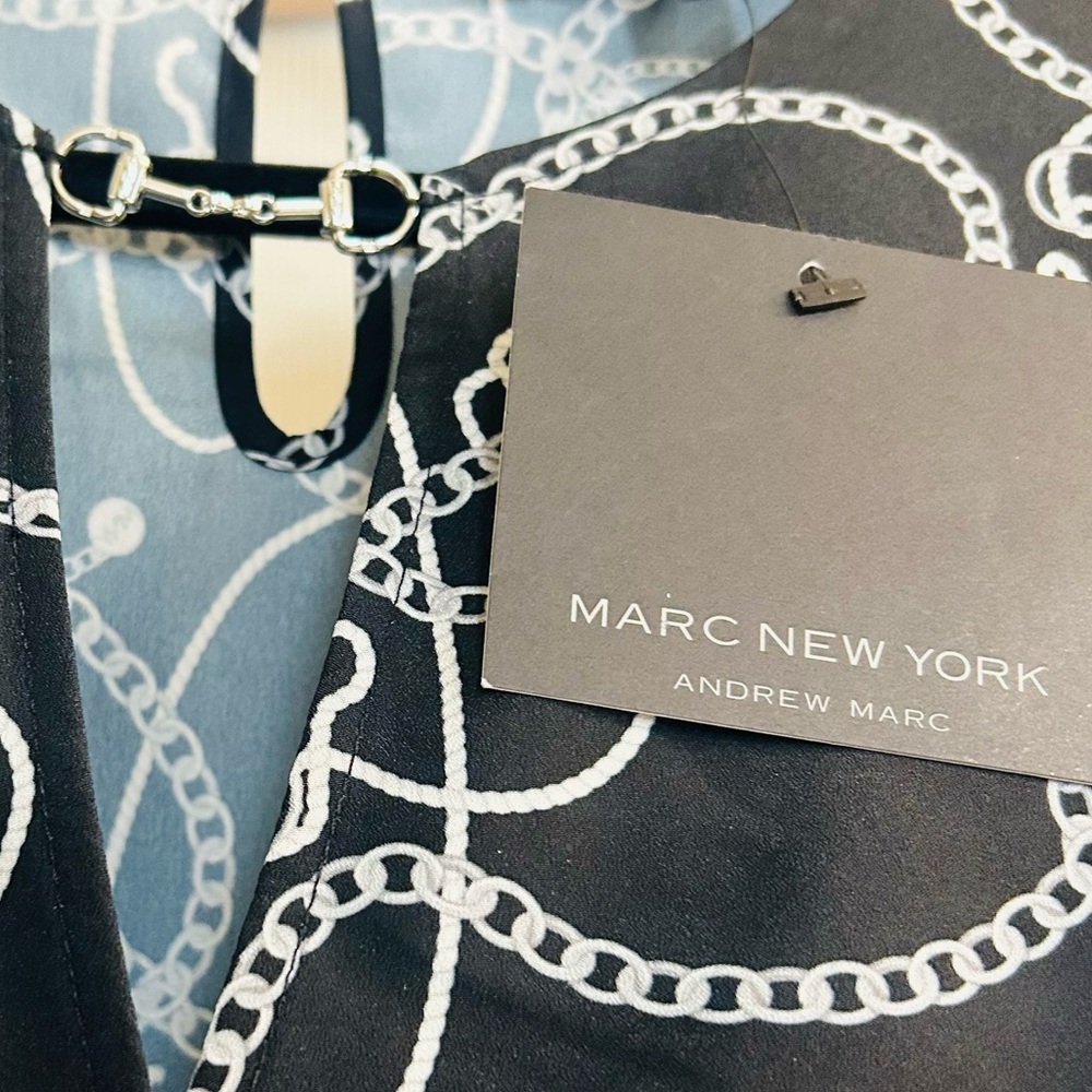 Marc New York Long Sleeve Black and White Chain Design Top. New With Tags - Picture 4 of 10